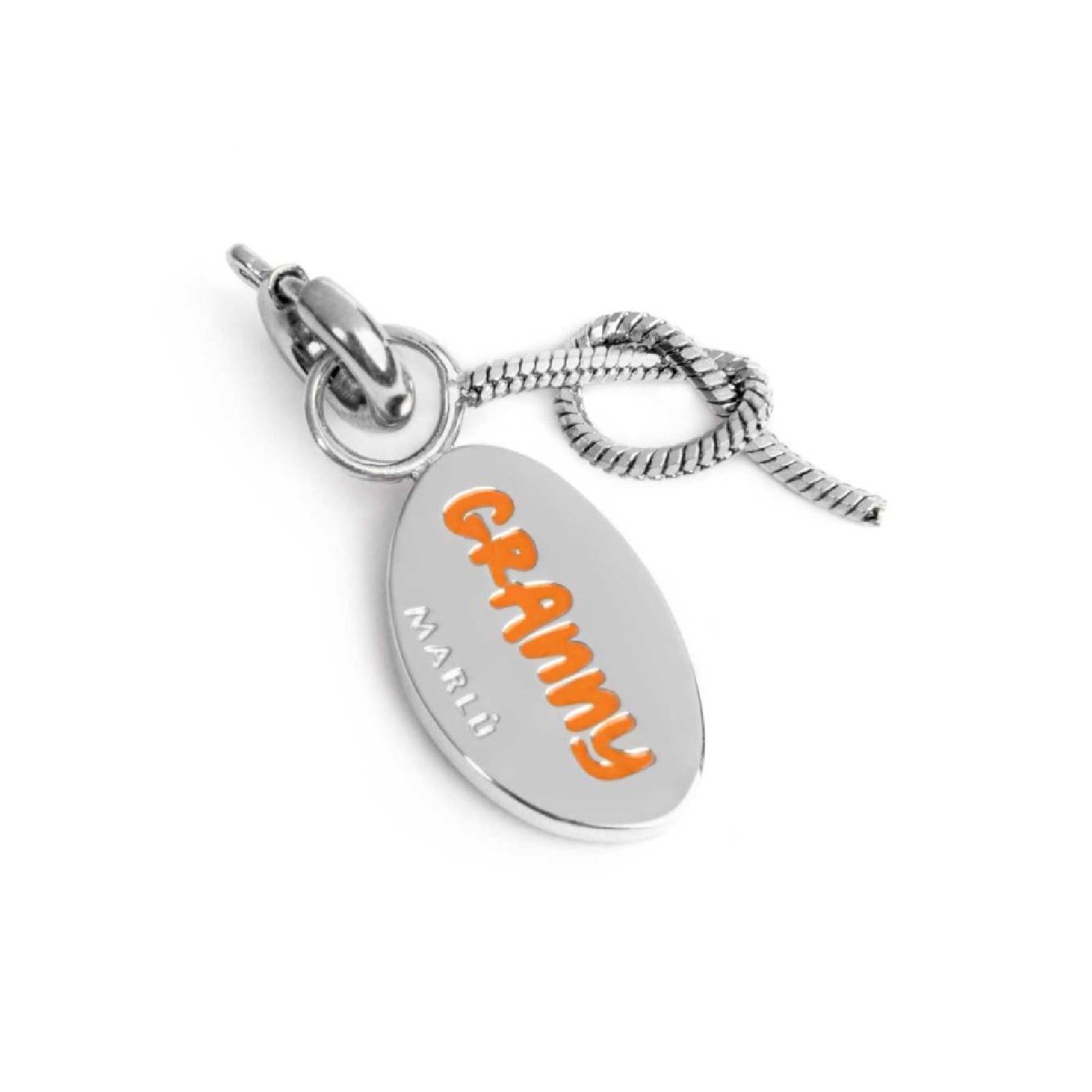 Charm doppio Marlù acciaio con smalto scritta nonna e nodo MISURA UNICA