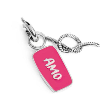 Charm doppio Marlù in acciaio con smalto scritta amo e nodo MISURA UNICA