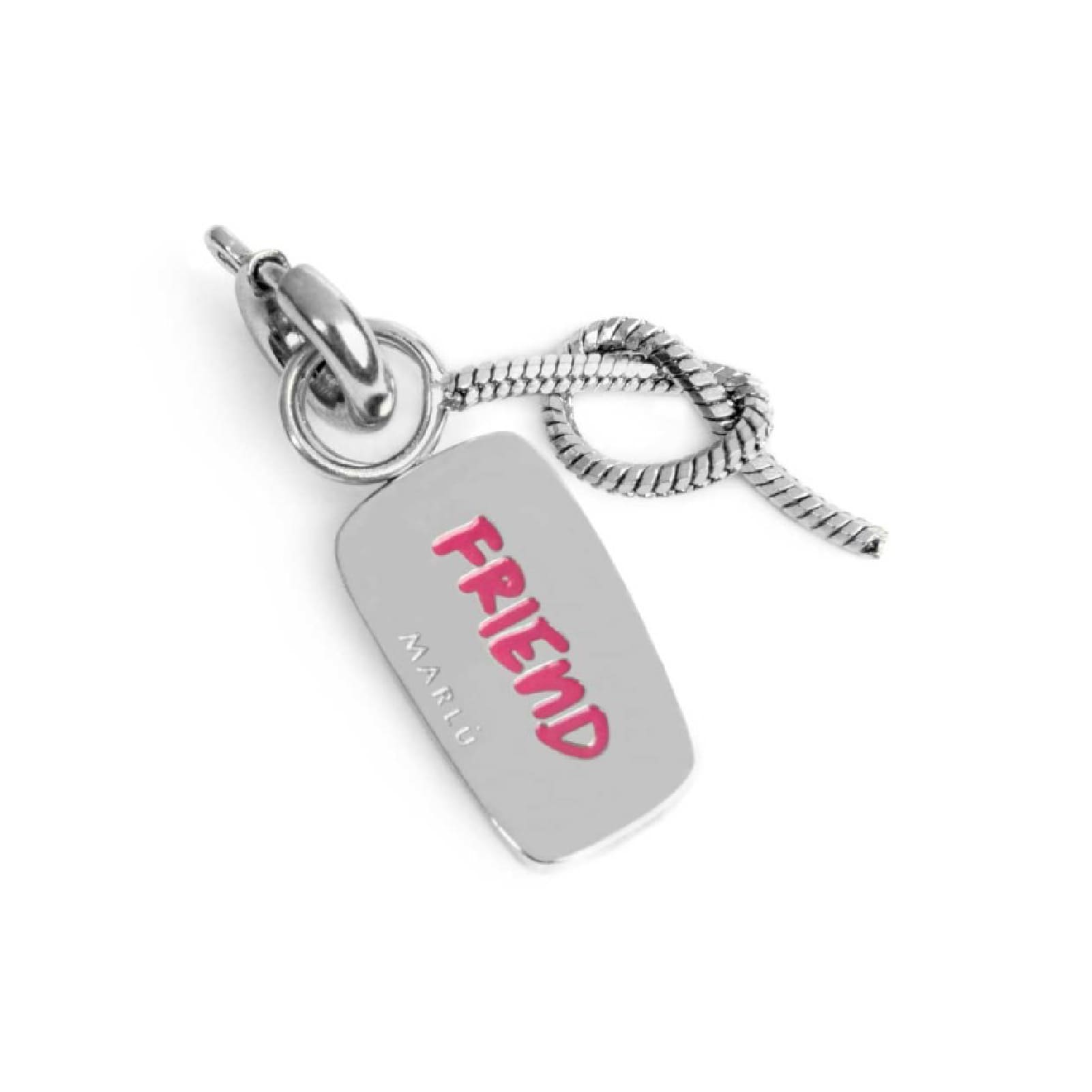 Charm doppio Marlù in acciaio con smalto scritta amo e nodo MISURA UNICA
