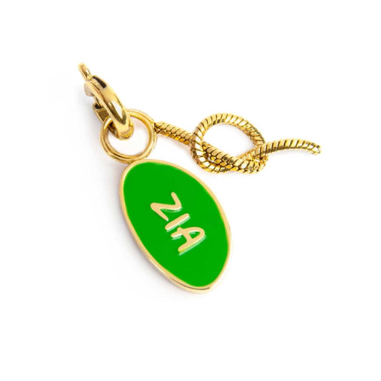 Charm Marlù in acciaio dorato con smalto scritta zia e nodo MISURA UNICA