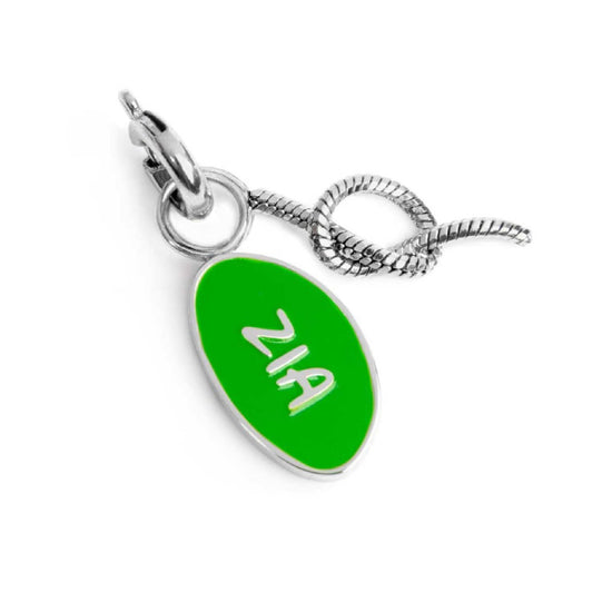 Charm doppio Marlù in acciaio con smalto scritta zia e nodo MISURA UNICA