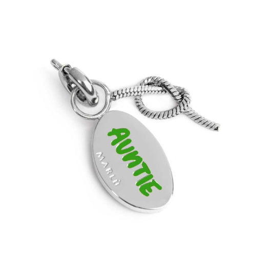 Charm doppio Marlù in acciaio con smalto scritta zia e nodo MISURA UNICA