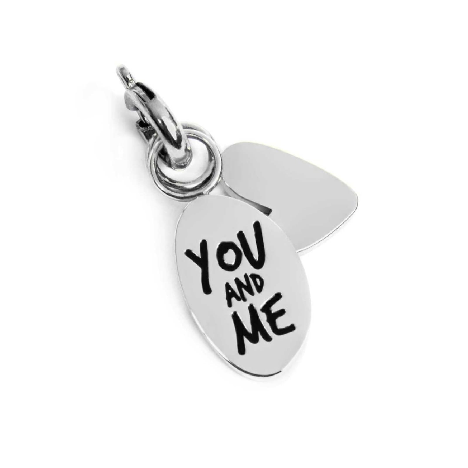 Charm doppio Marlù in acciaio scritta you and me e cuore MISURA UNICA