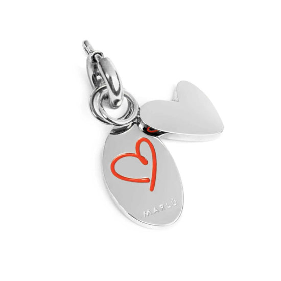 Charm doppio Marlù in acciaio scritta you and me e cuore MISURA UNICA