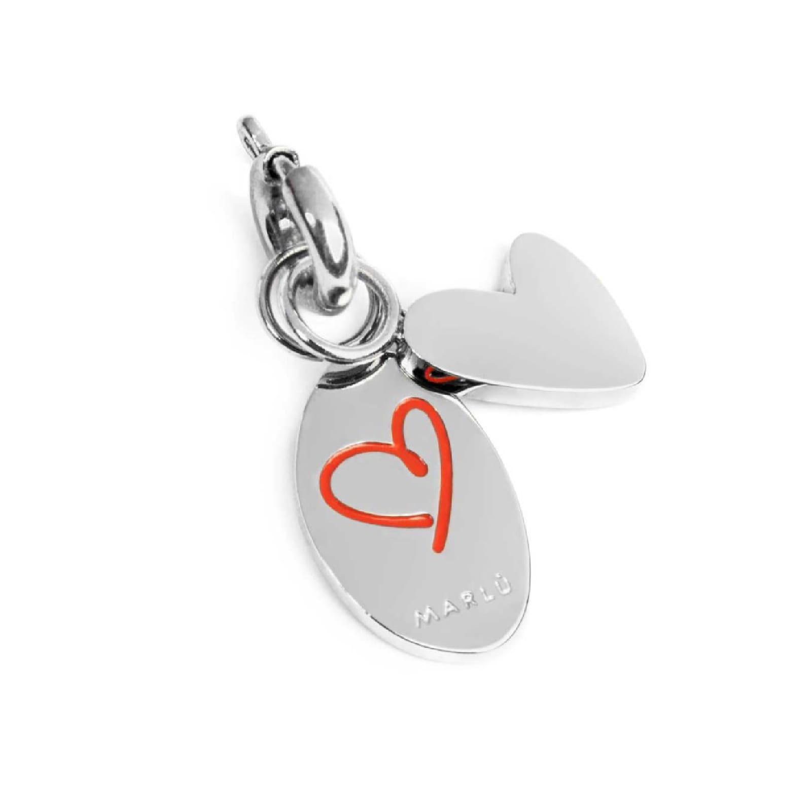 Charm doppio Marlù in acciaio scritta you and me e cuore MISURA UNICA