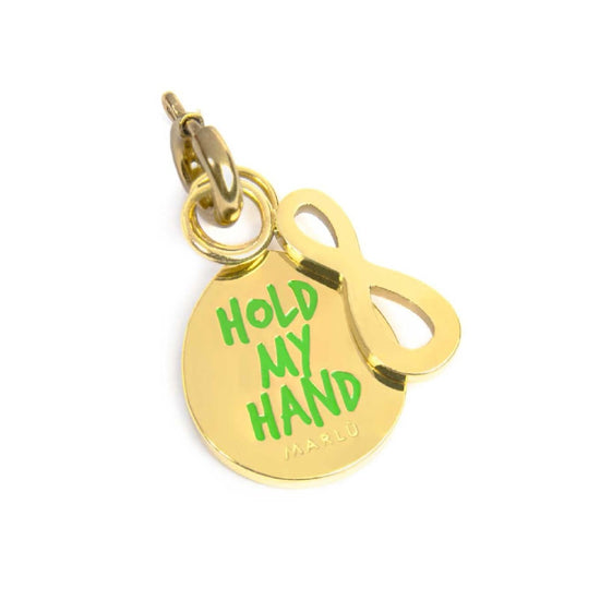 Charm Marlù acciaio dorato scritta hold my hand e infinito MISURA UNICA