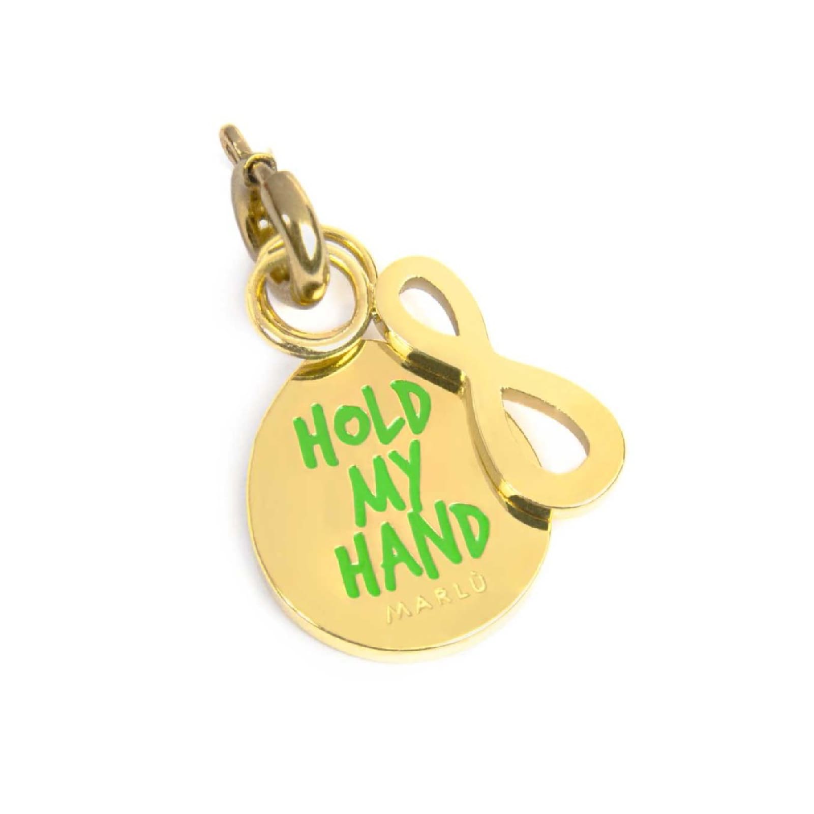 Charm Marlù acciaio dorato scritta hold my hand e infinito MISURA UNICA