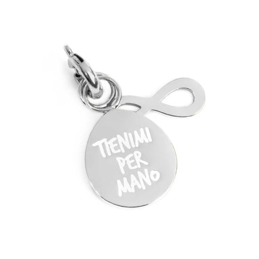 Charm doppio Marlù acciaio scritta hold my hand e infinito MISURA UNICA