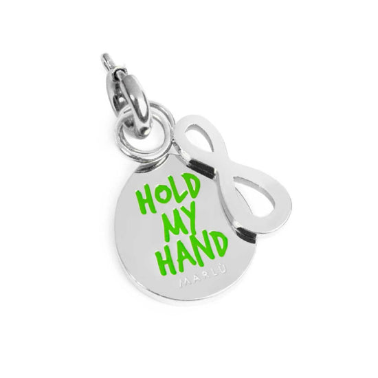 Charm doppio Marlù acciaio scritta hold my hand e infinito MISURA UNICA