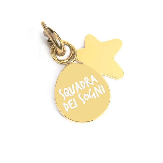 Charm Marlù in acciaio dorato scritta dream team e stella MISURA UNICA