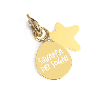 Charm Marlù in acciaio dorato scritta dream team e stella MISURA UNICA