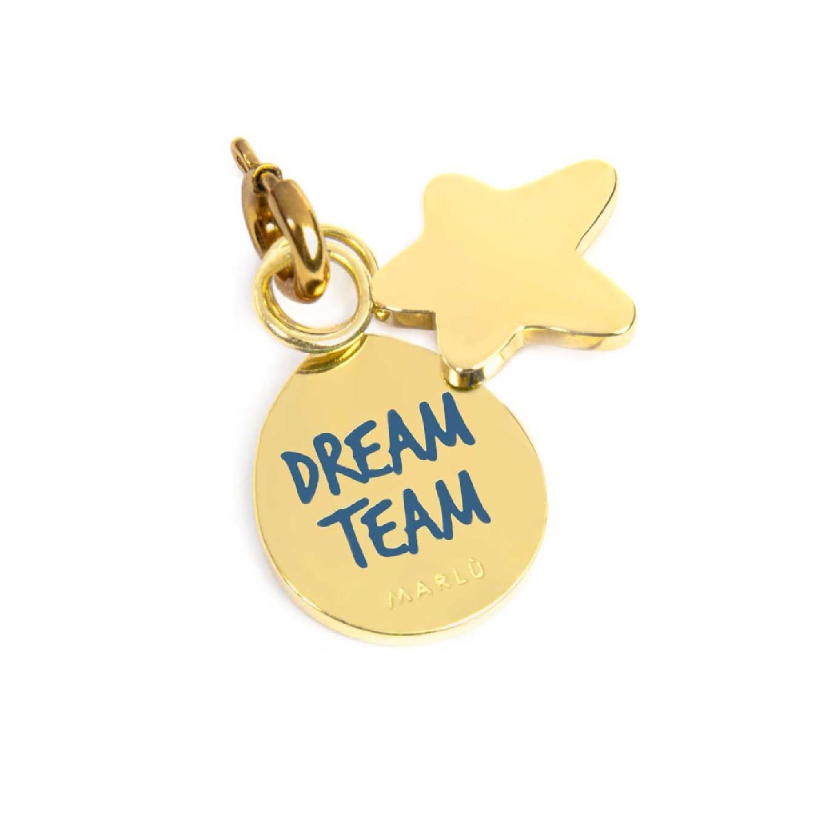 Charm Marlù in acciaio dorato scritta dream team e stella MISURA UNICA