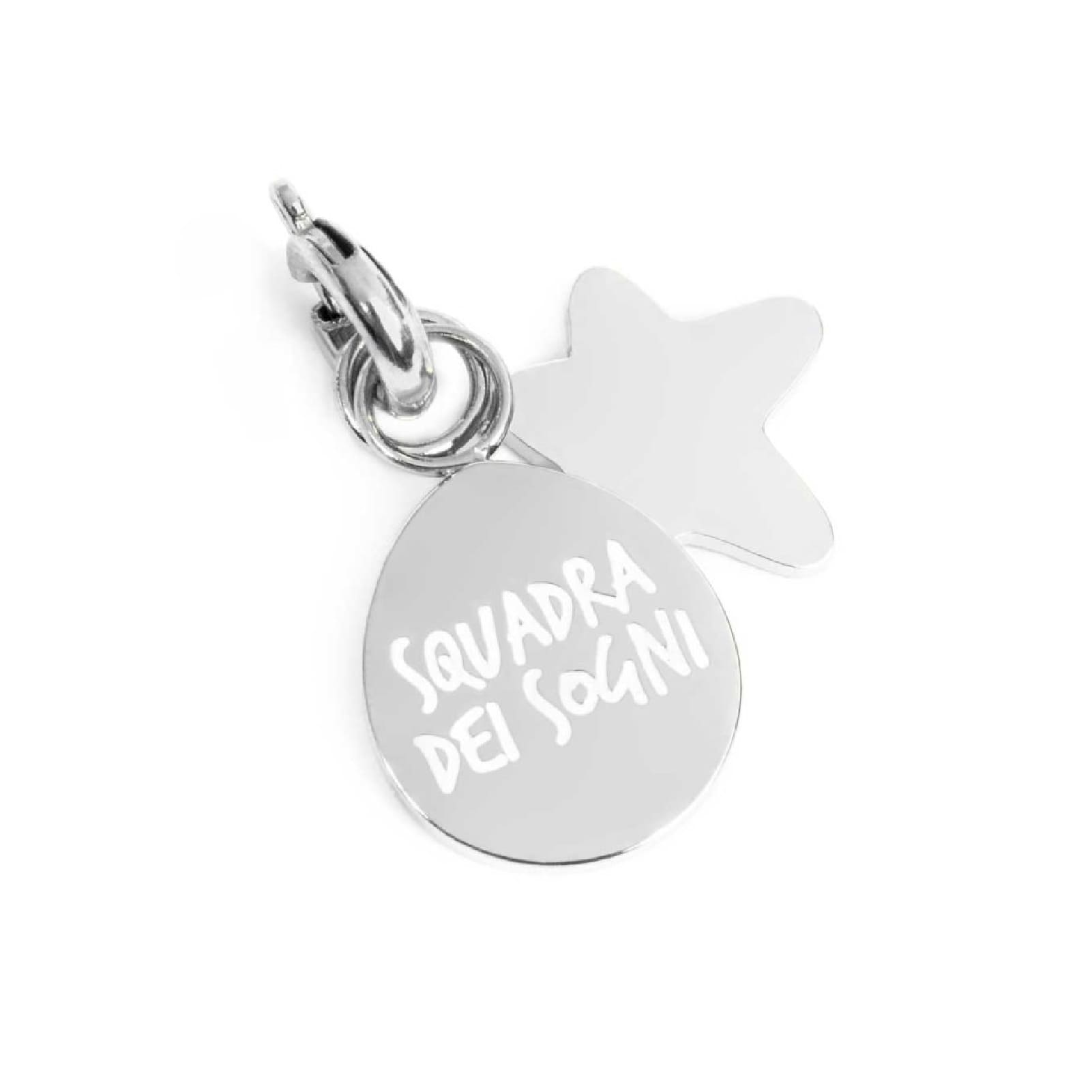 Charm doppio Marlù in acciaio scritta dream team e stella MISURA UNICA