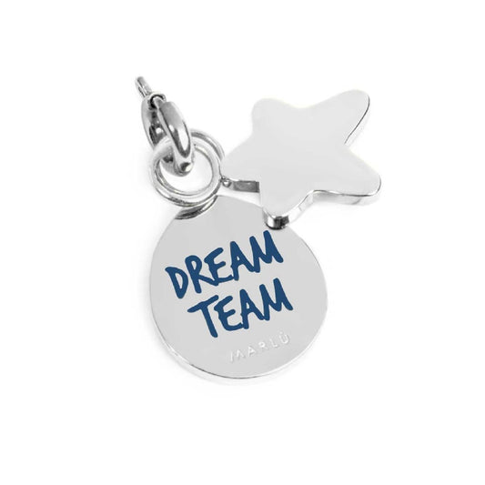 Charm doppio Marlù in acciaio scritta dream team e stella MISURA UNICA