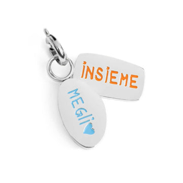 Charm doppio Marlù in acciaio con scritta better together MISURA UNICA