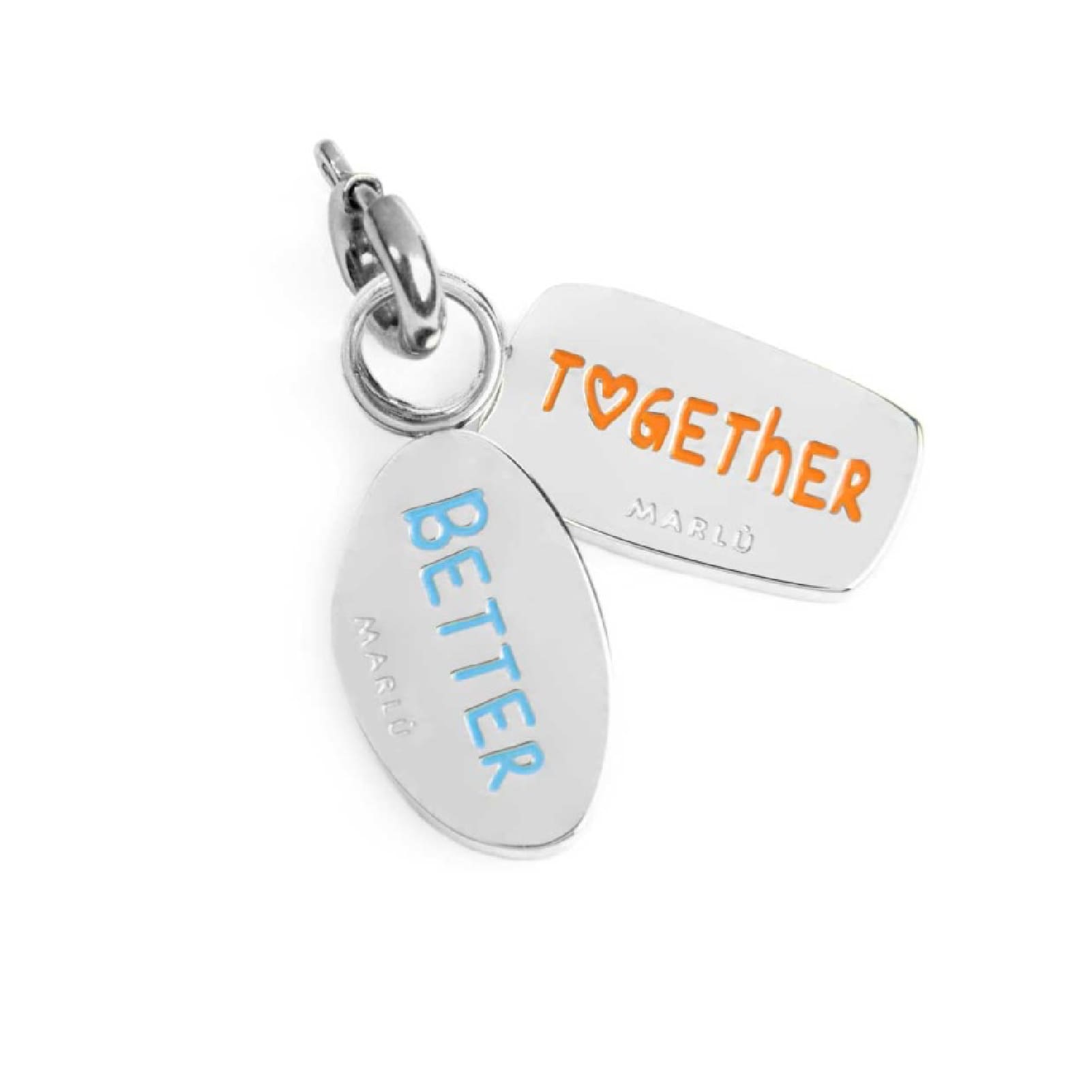 Charm doppio Marlù in acciaio con scritta better together MISURA UNICA