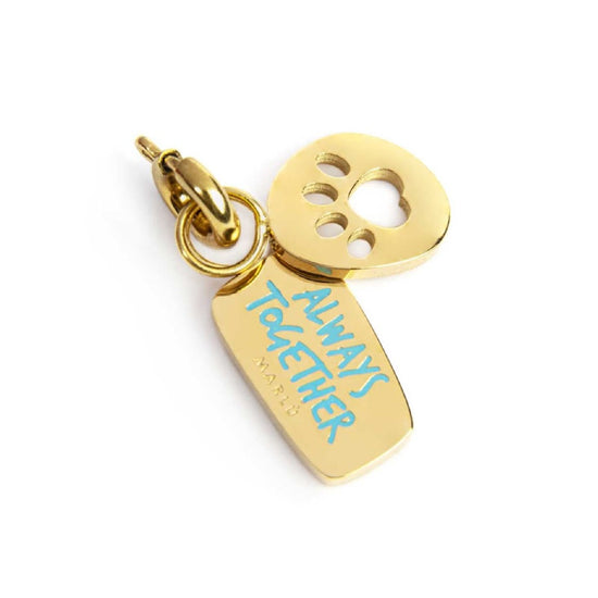 Charm Marlù acciaio dorato scritta sempre insieme e zampina MISURA UNICA