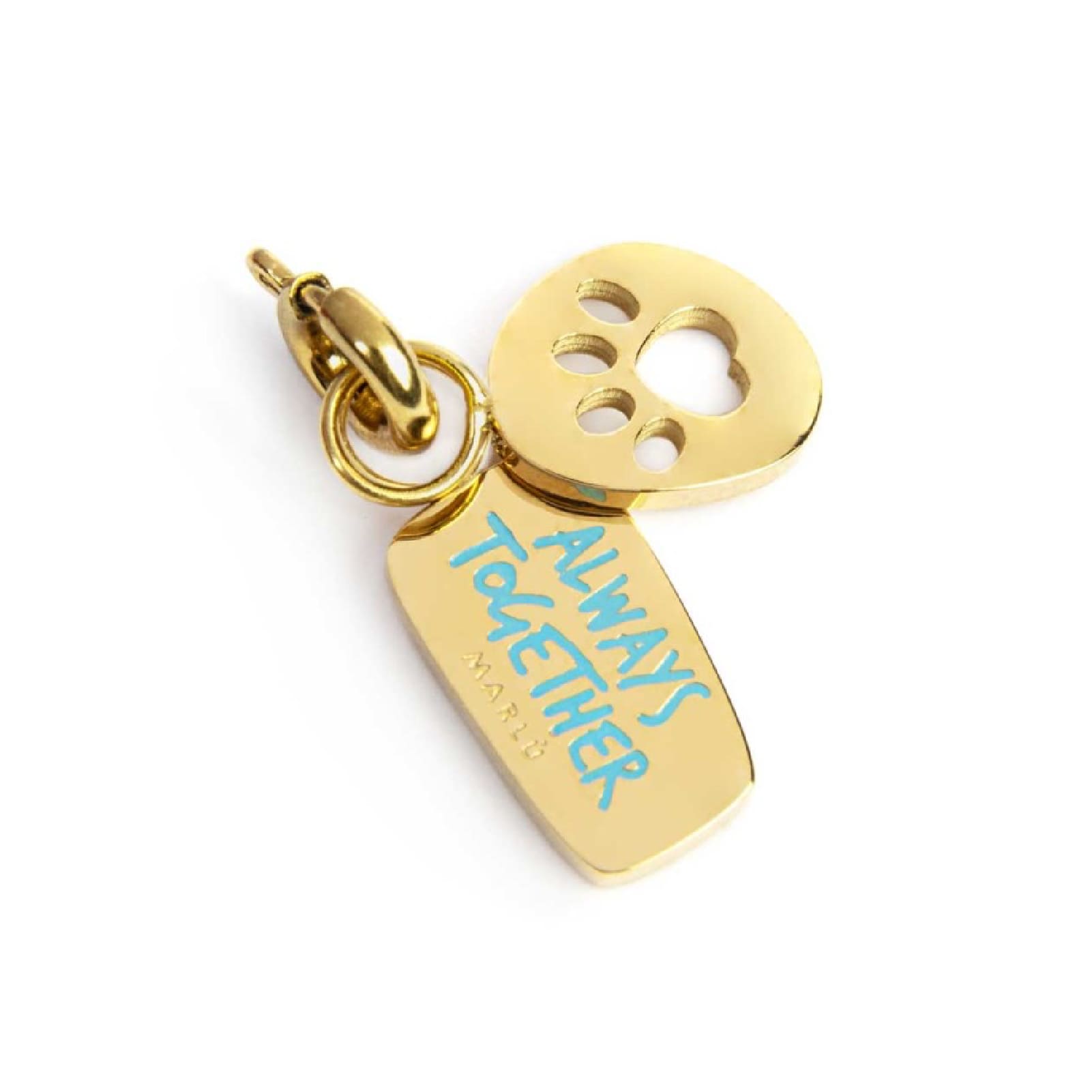 Charm Marlù acciaio dorato scritta sempre insieme e zampina MISURA UNICA