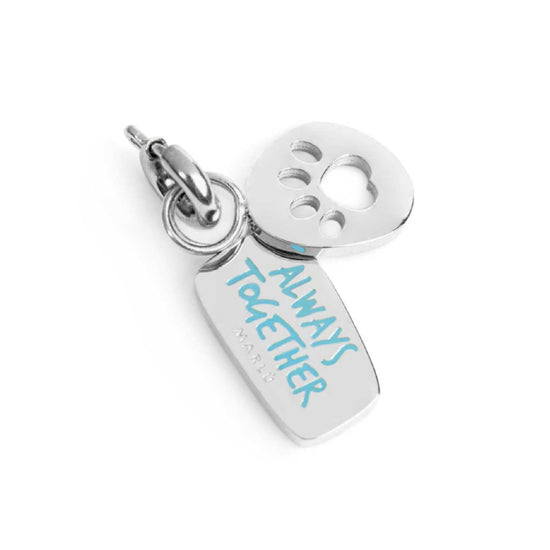 Charm doppio Marlù acciaio scritta sempre insieme e zampina MISURA UNICA