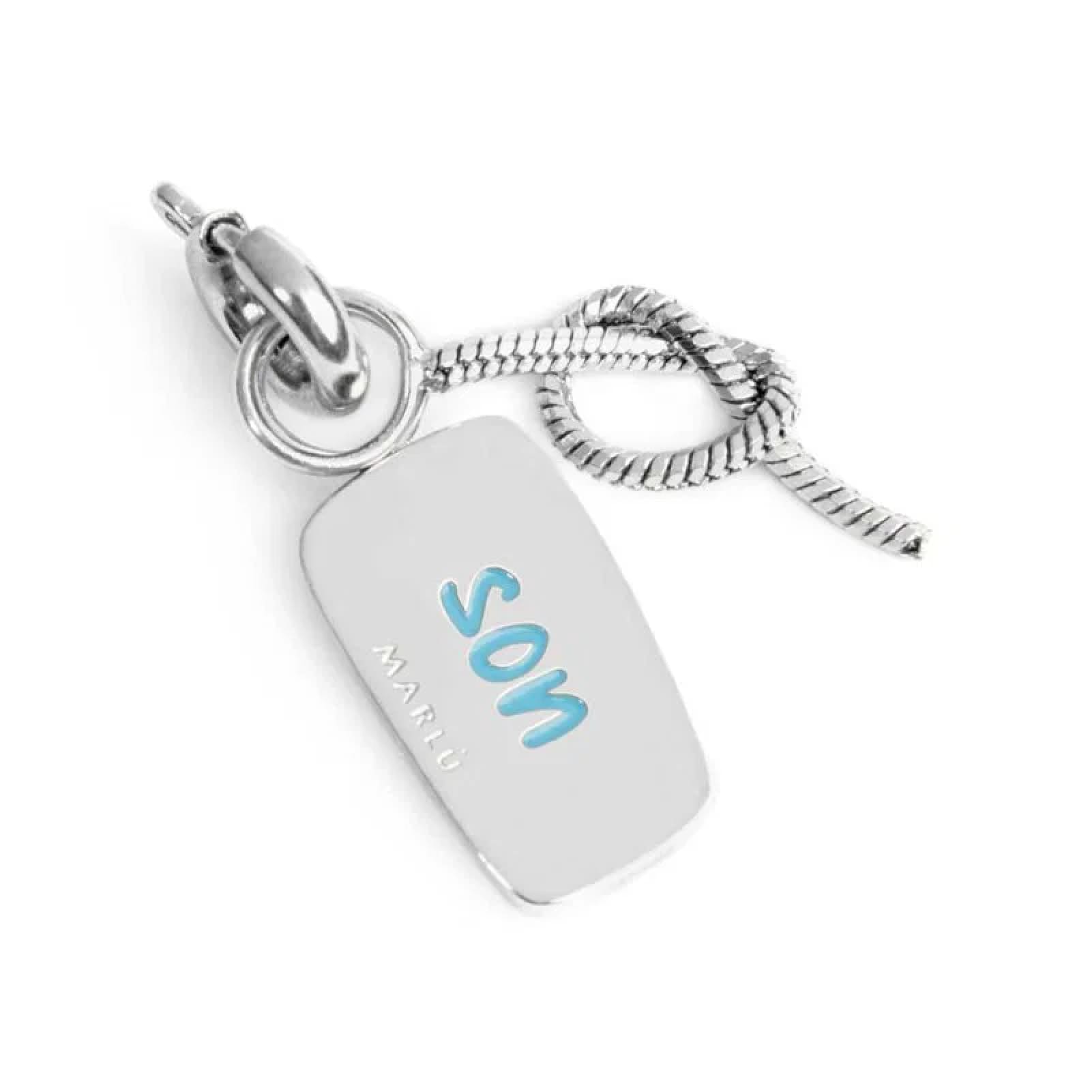 Charm doppio Marlù in acciaio smalto azzurro scritta figlio MISURA UNICA