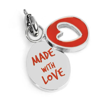 Charm doppio Marlù in acciaio smalto rosso cuore scritta MISURA UNICA