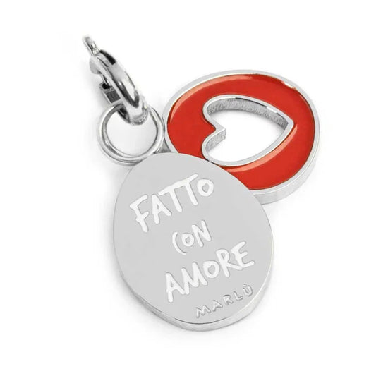 Charm doppio Marlù in acciaio smalto rosso cuore scritta MISURA UNICA