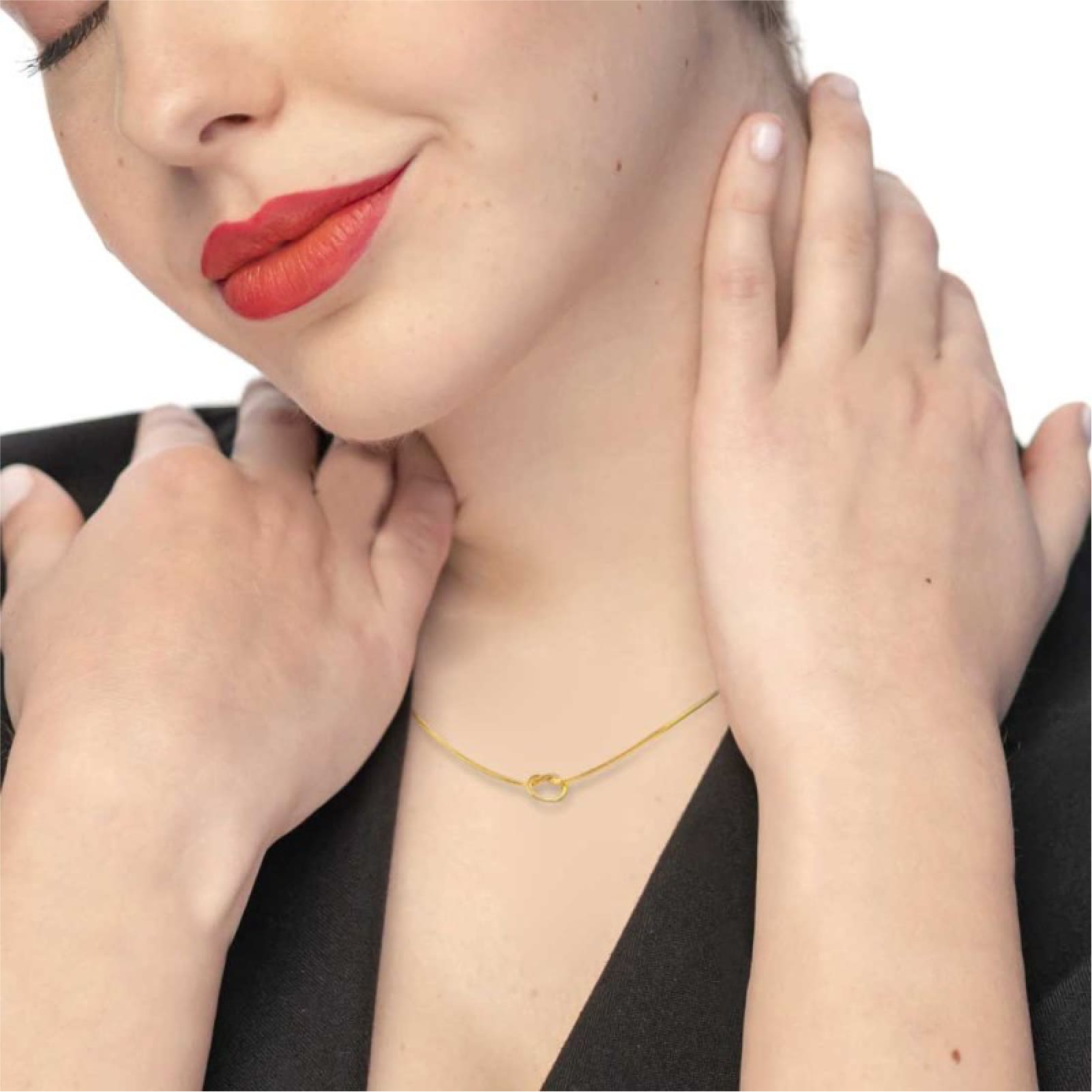 Collana girocollo Marlù acciaio dorato con nodo catena snake MISURA UNICA