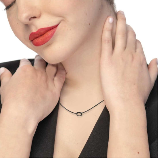 Collana girocollo Marlù acciaio pvd nero e nodo catena snake MISURA UNICA