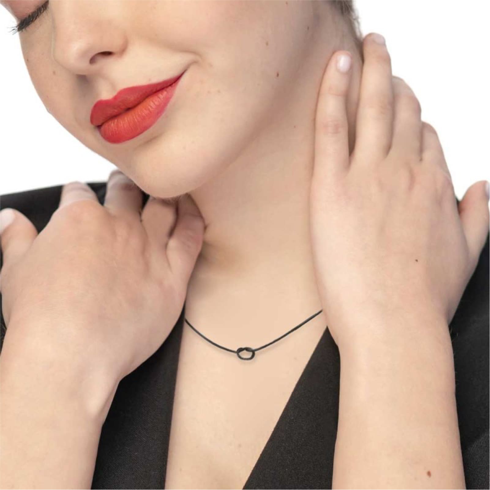 Collana girocollo Marlù acciaio pvd nero e nodo catena snake MISURA UNICA