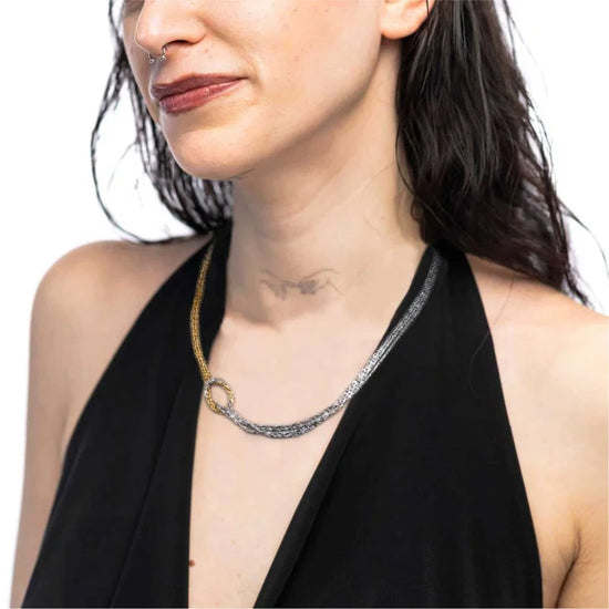 Collana catena snake Marlù in acciaio con nodo centrale MISURA UNICA
