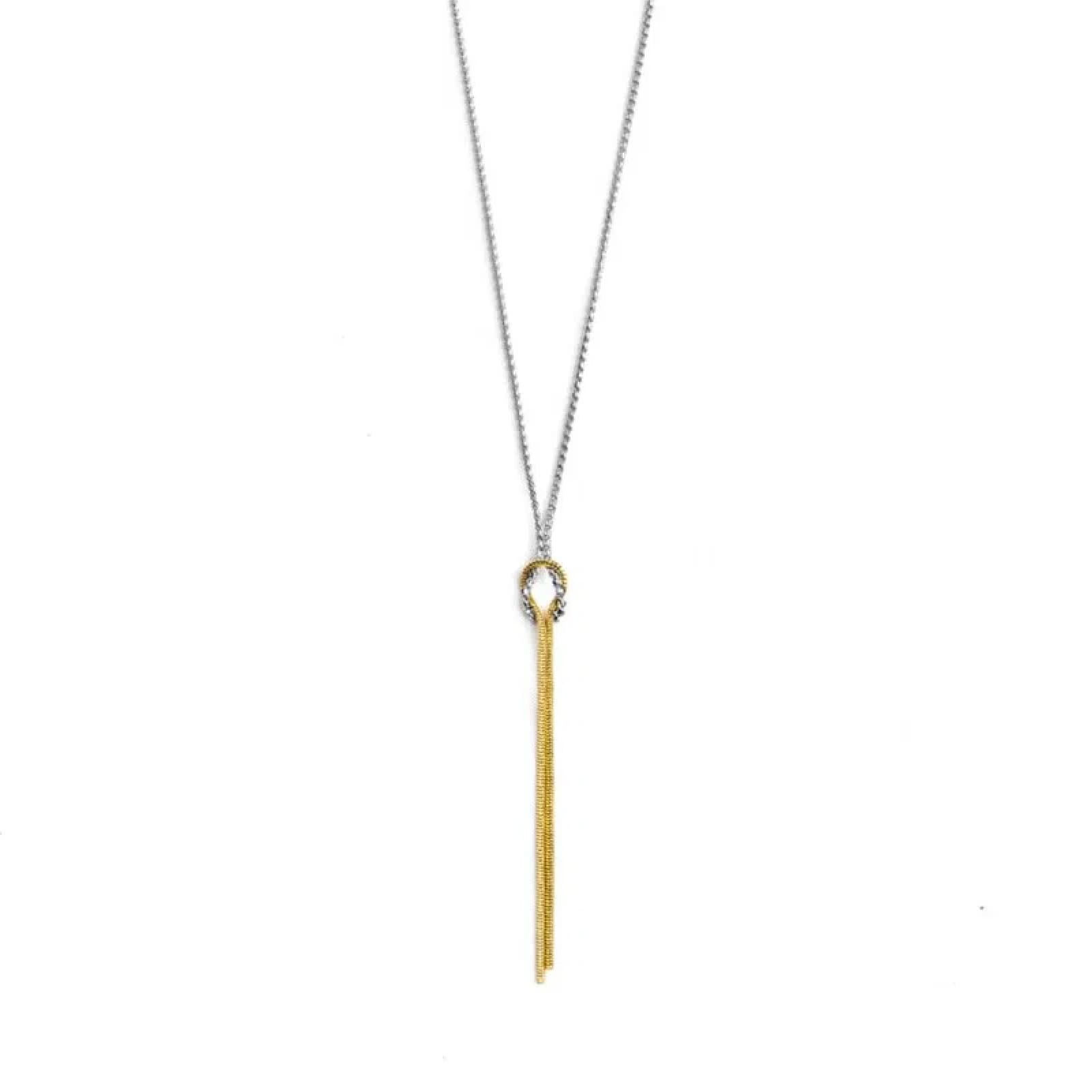 Collana catena snake e pendente Marlù in acciaio con nodo MISURA UNICA