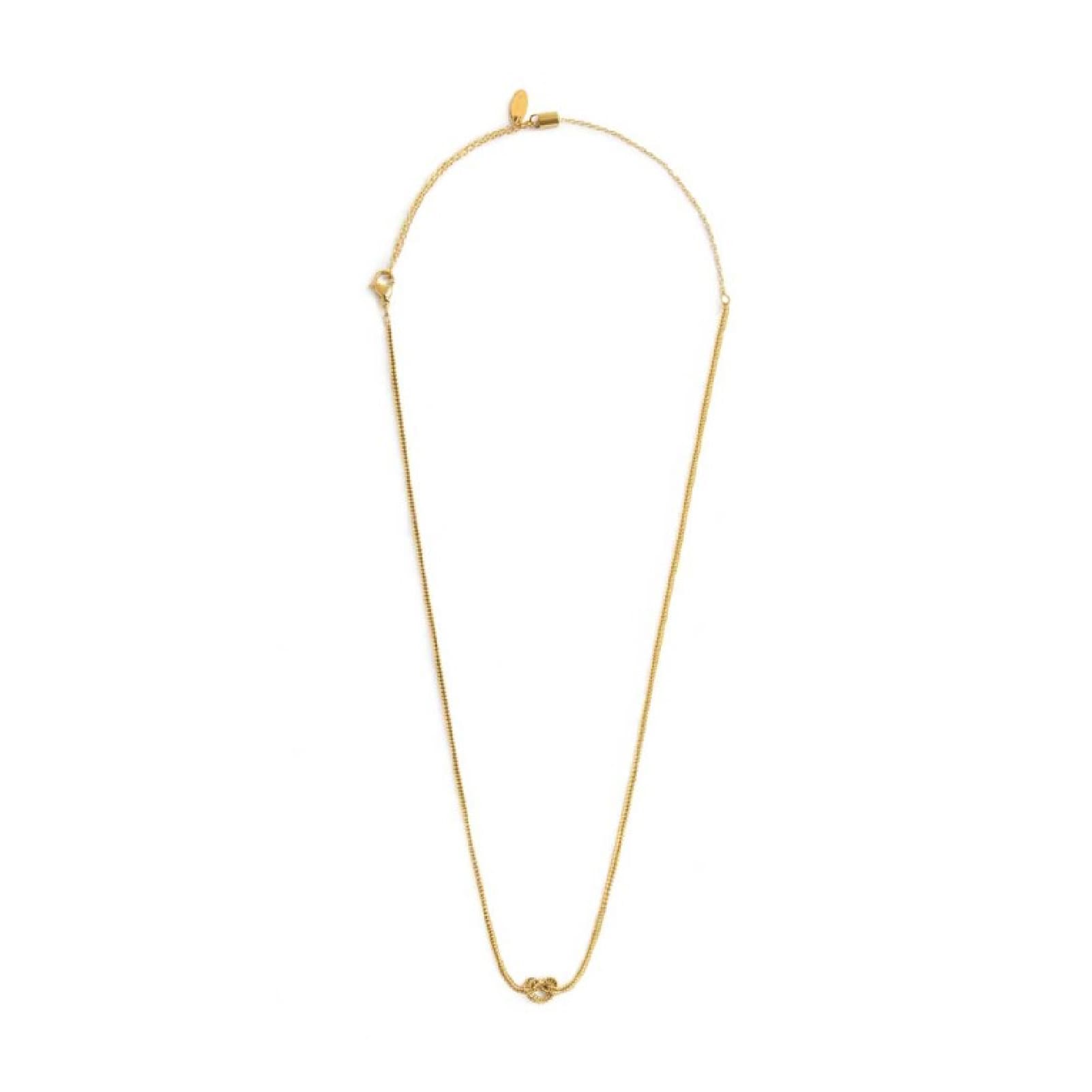 Collana Marlù in acciaio dorato con nodo e catena foxtail MISURA UNICA