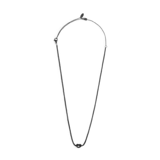 Collana Marlù in acciaio pvd nero con nodo e catena foxtail MISURA UNICA