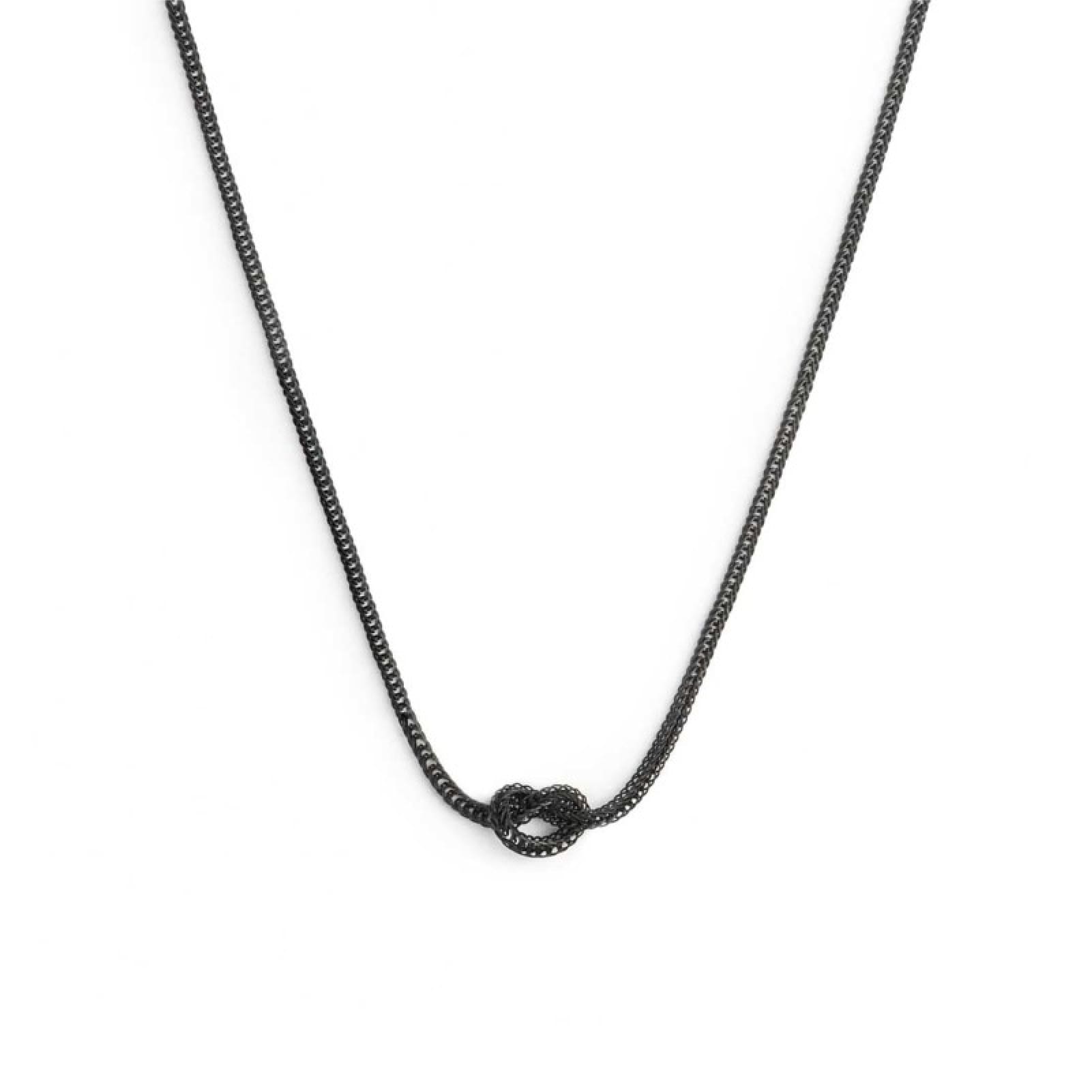 Collana Marlù in acciaio pvd nero con nodo e catena foxtail MISURA UNICA