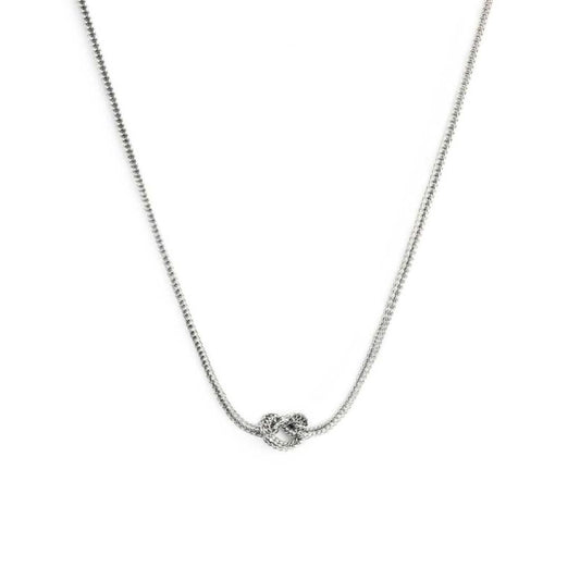 Collana girocollo Marlù in acciaio con nodo e catena foxtail MISURA UNICA