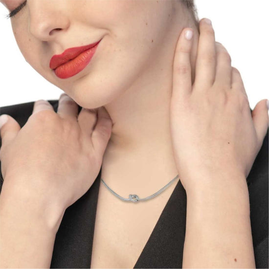 Collana girocollo Marlù in acciaio con nodo e catena foxtail MISURA UNICA