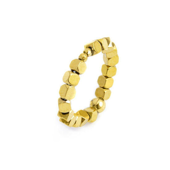 Anello elastico Marlù composto da cubi in ematite dorato S regolabile dalla 11 alla 15