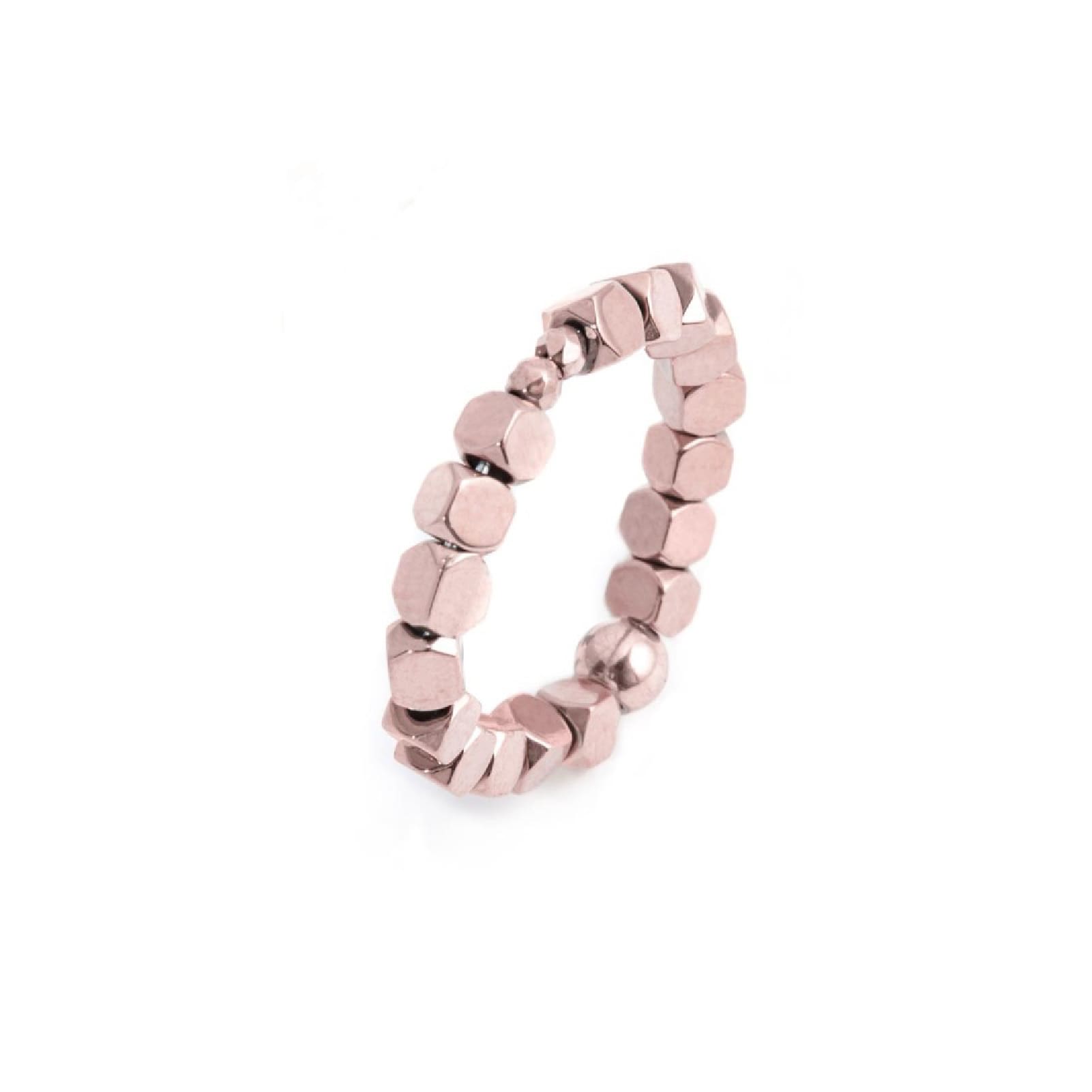 Anello elastico Marlù composto da cubi in ematite rosé S regolabile dalla 11 alla 15