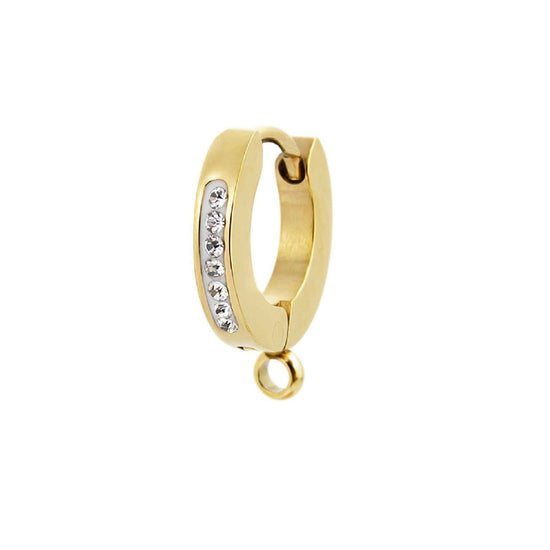 Mono orecchino 11mm Marlù acciaio oro cristalli bianchi MISURA UNICA