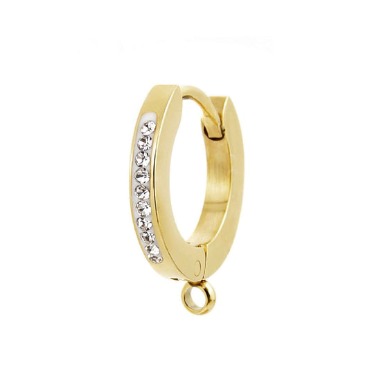 Mono orecchino 13mm Marlù acciaio oro cristalli bianchi MISURA UNICA