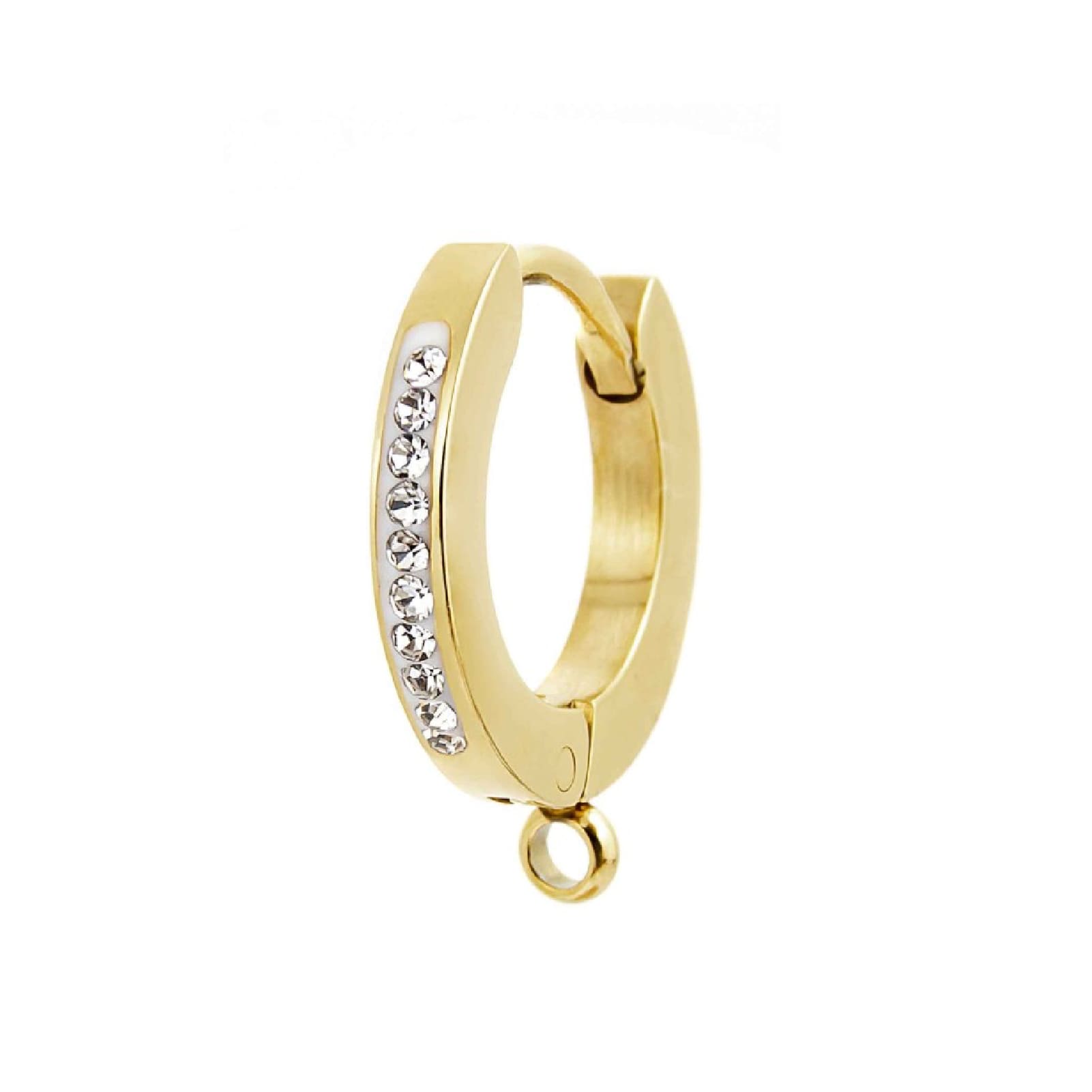 Mono orecchino 13mm Marlù acciaio oro cristalli bianchi MISURA UNICA