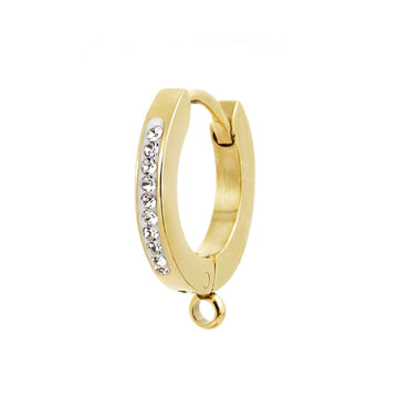 Mono orecchino 13mm Marlù acciaio oro cristalli bianchi MISURA UNICA