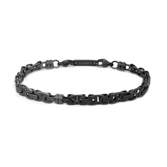 Bracciale Marlù catena bizantina acciaio nero e titanio 0,6cm Regolabile 19,5-21,5 cm