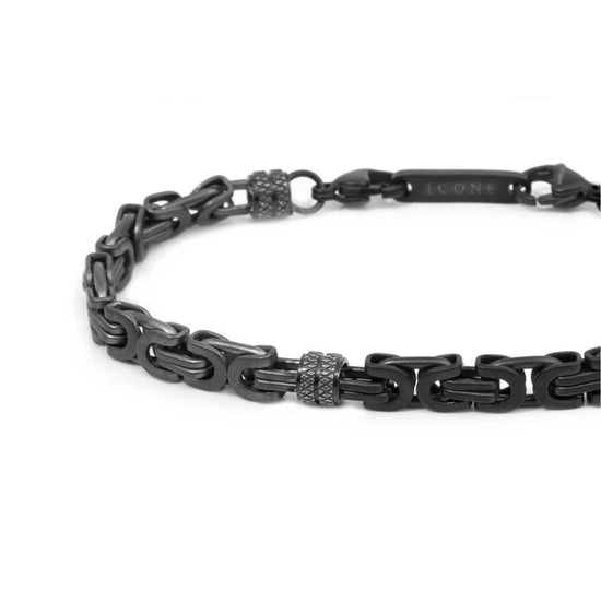Bracciale Marlù catena bizantina acciaio nero e titanio 0,6cm Regolabile 19,5-21,5 cm
