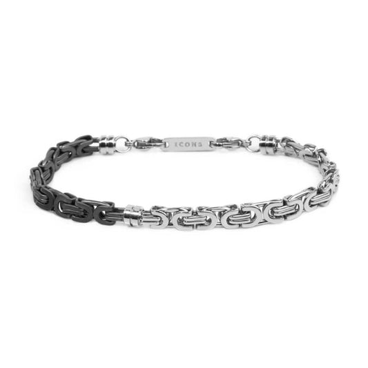 Bracciale Marlù catena bizantina acciaio e pvd titanio 0,6 cm Regolabile 19,5-21,5 cm