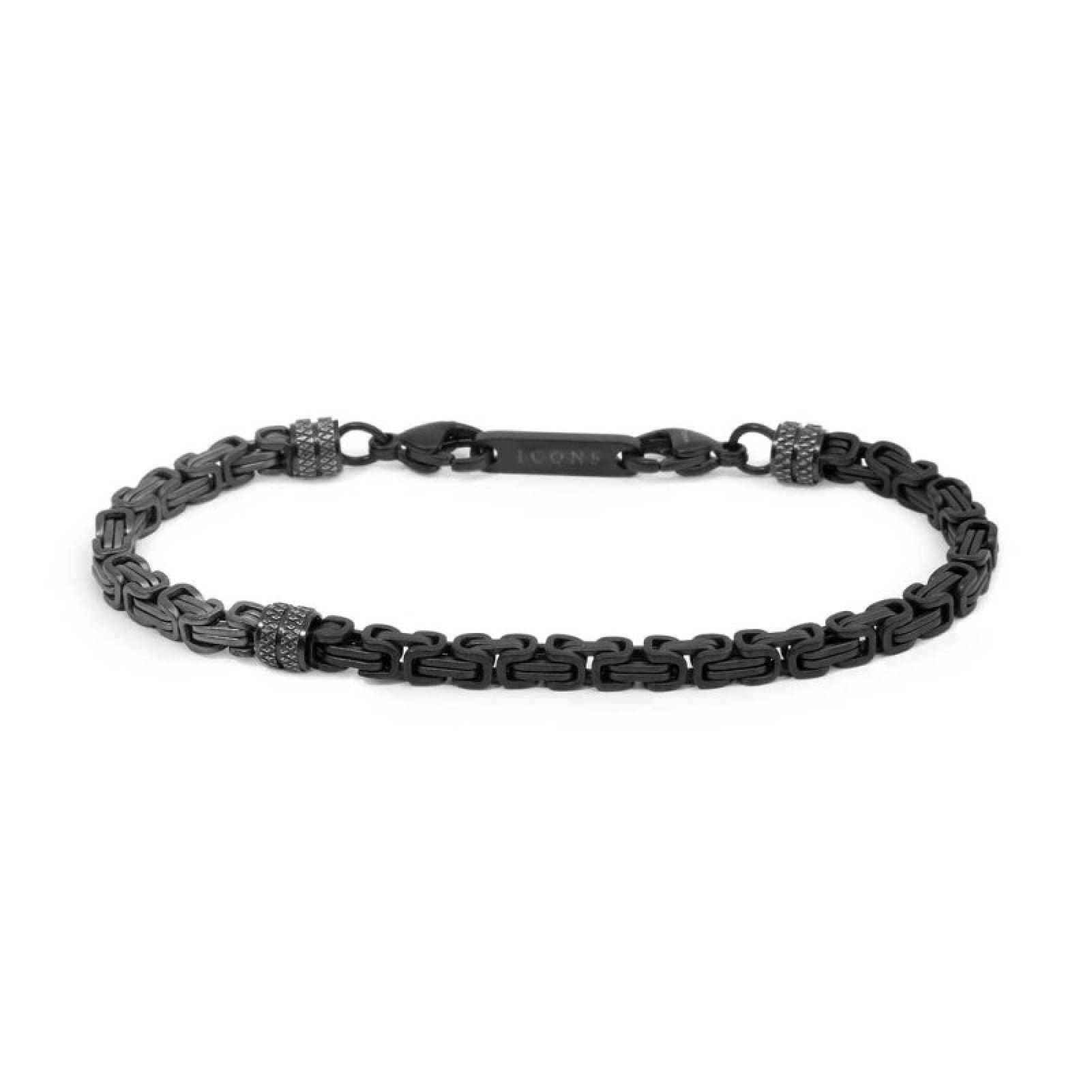 Bracciale Marlù catena bizantina acciaio nero e titanio 0,4cm Regolabile 19,5-21,5 cm