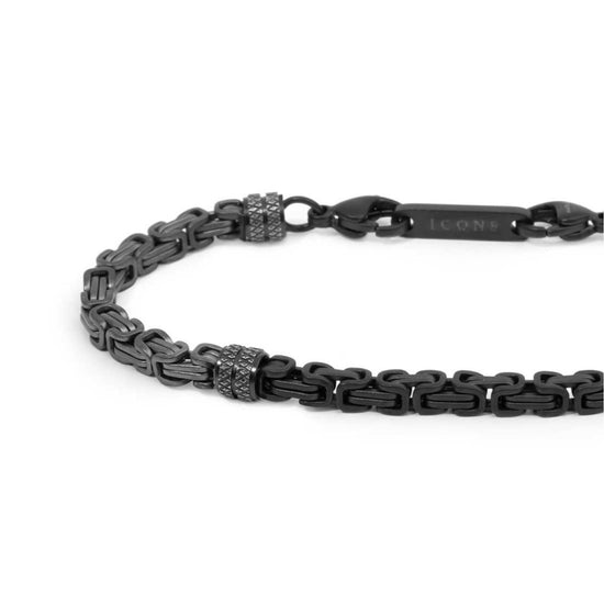 Bracciale Marlù catena bizantina acciaio nero e titanio 0,4cm Regolabile 19,5-21,5 cm
