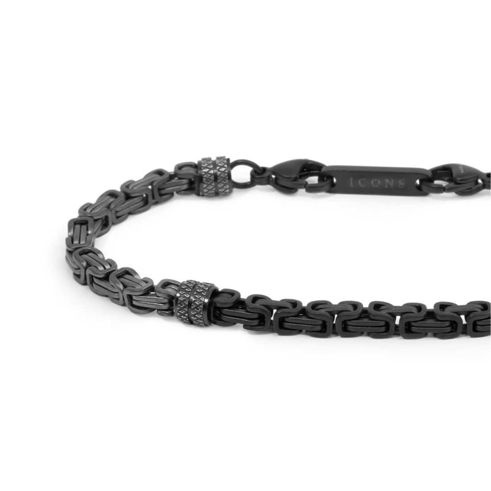 Bracciale Marlù catena bizantina acciaio nero e titanio 0,4cm Regolabile 19,5-21,5 cm