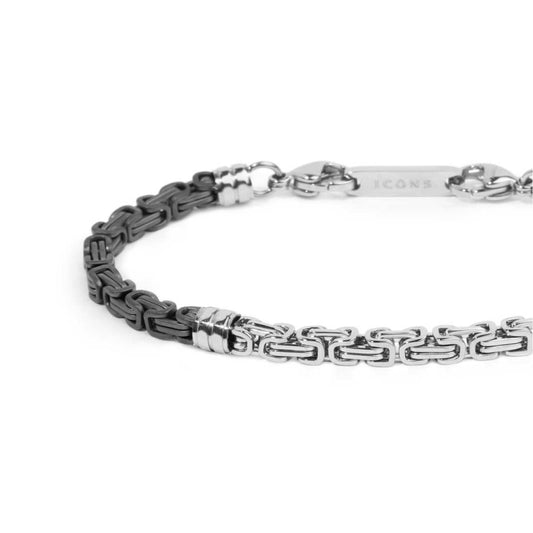Bracciale Marlù catena bizantina acciaio e pvd titanio 0,4 cm Regolabile 19,5-21,5 cm