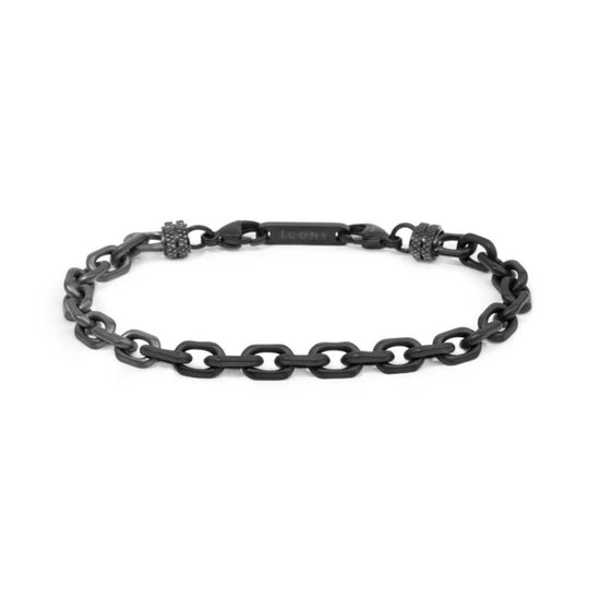 Bracciale Marlù catena ovale in acciaio nero e pvd titanio Regolabile 19,5-21,5 cm